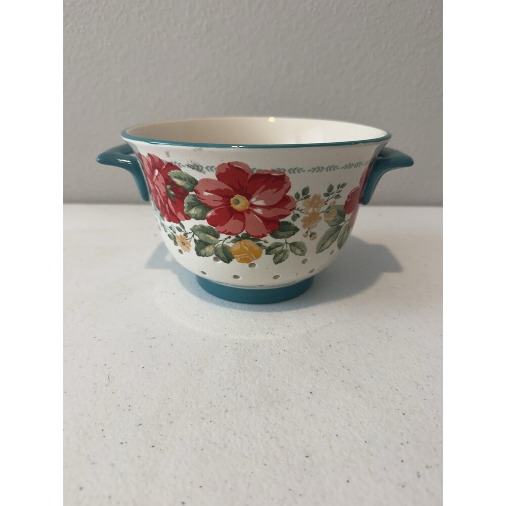 The Pioneer Woman Flea Market Floral Ceramic Berry Strainer Colander Drainer